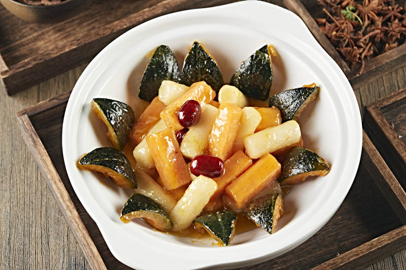 蜜汁焗红薯山药小南瓜红枣图片