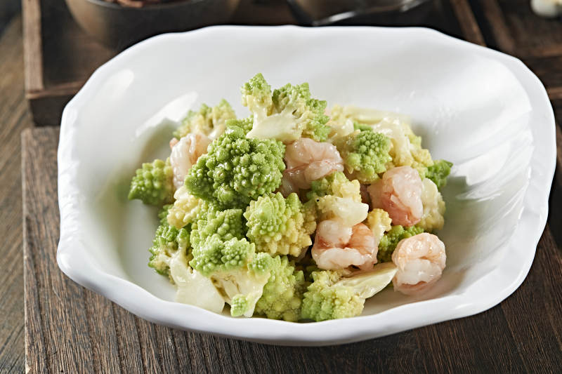 清炒宝塔菜深海大虾仁图片