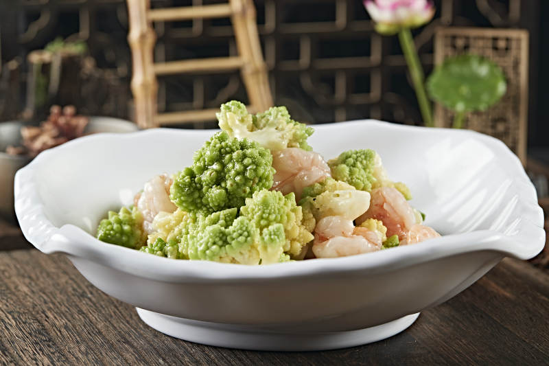 清炒宝塔菜深海大虾仁图片