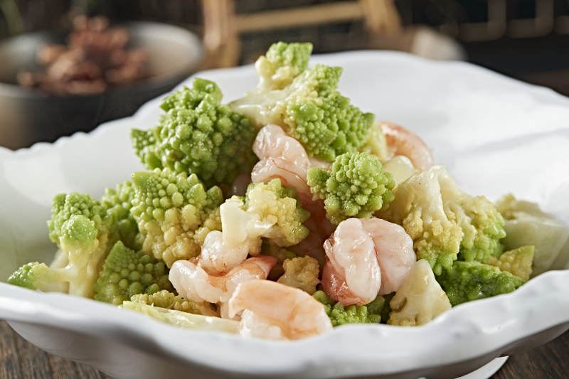 清炒宝塔菜深海大虾仁图片