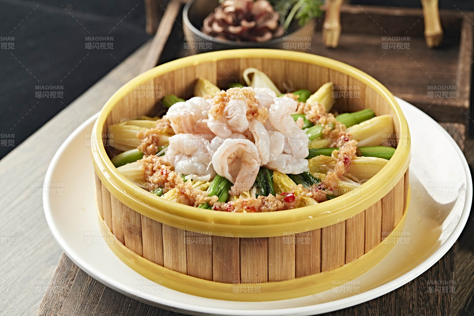 蒜蓉菜心娃娃菜蒸大虾仁图片