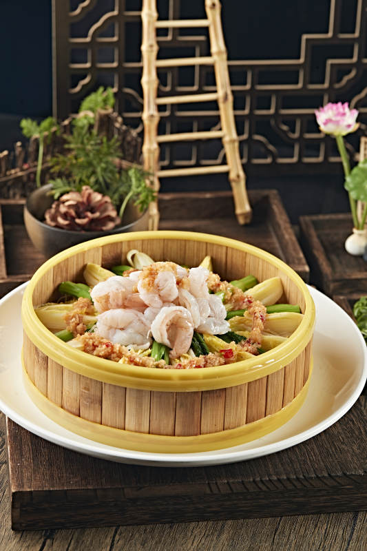 蒜蓉菜心娃娃菜蒸大虾仁图片