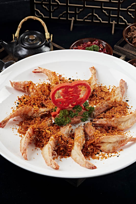 婚宴菜品避风塘油炸开背虾图片