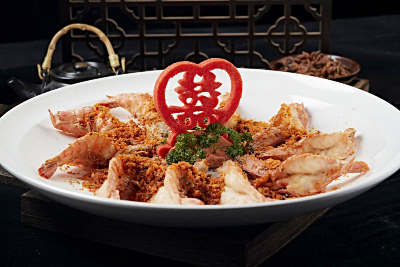 婚宴菜品避风塘油炸开背虾图片