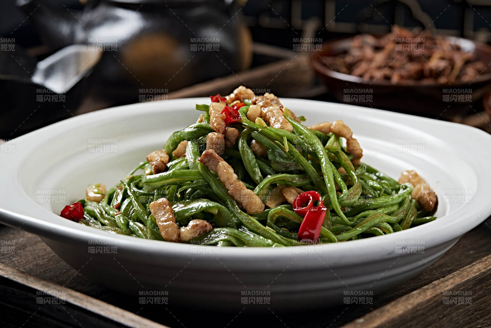 辣炒肉丝豇豆角图片