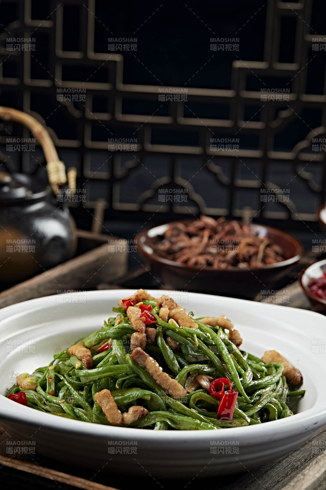 辣炒肉丝豇豆角图片