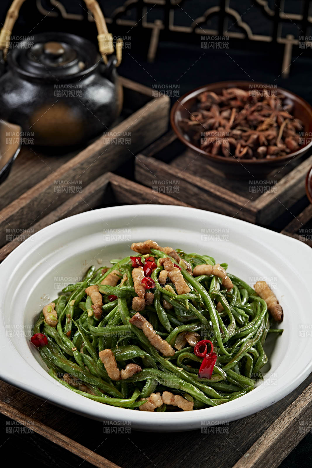 辣炒肉丝豇豆角图片