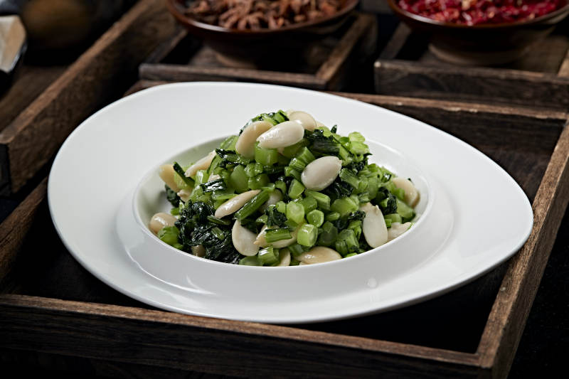 鲜雪里红凉拌水煮巴旦木图片