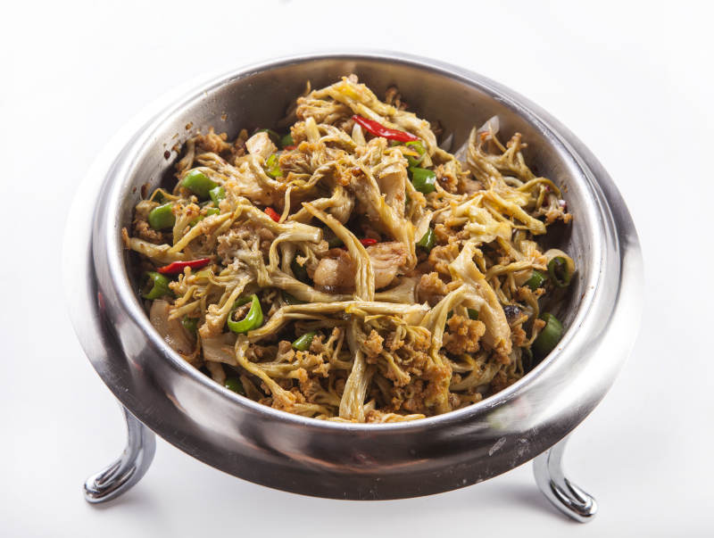 干锅有机菜花五花肉图片