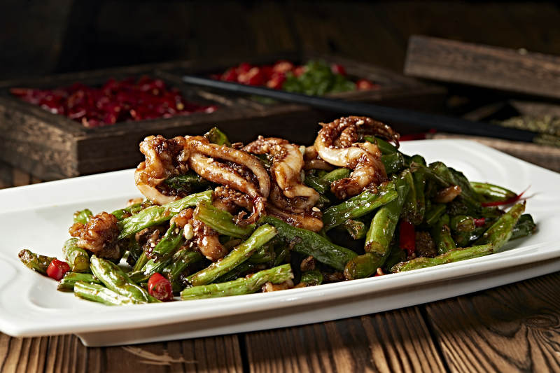 酱爆豆角鱿鱼须图片