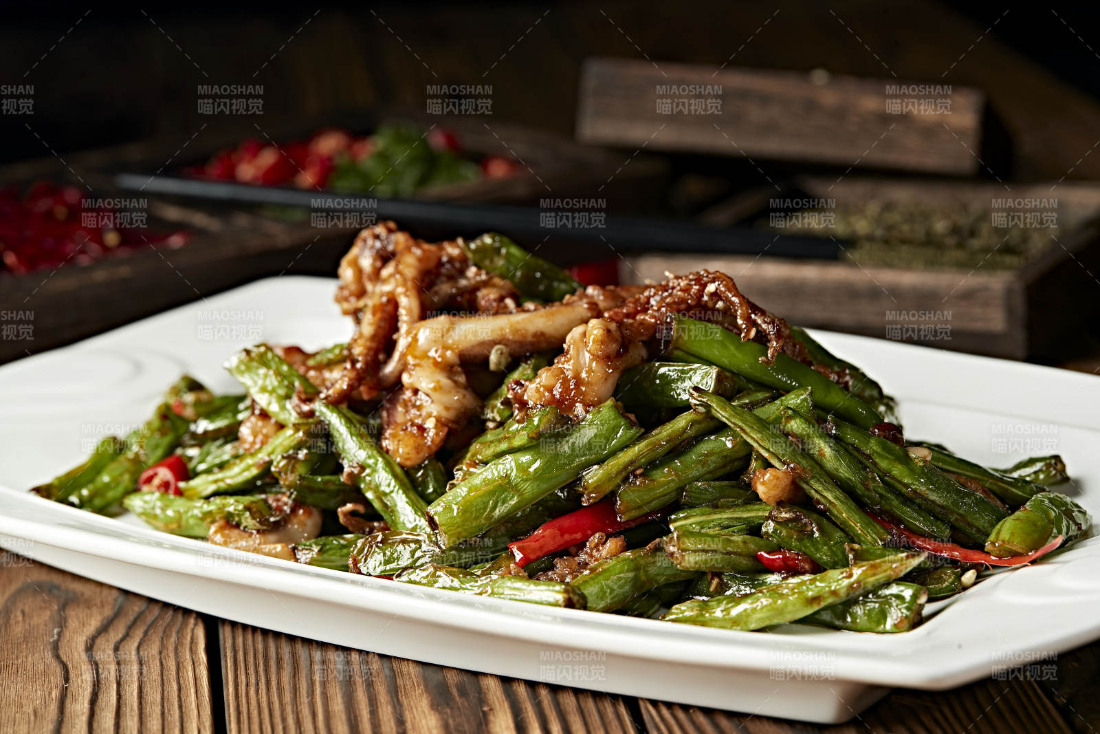 酱爆豆角鱿鱼须图片