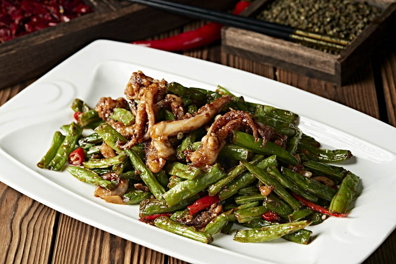 酱爆豆角鱿鱼须图片