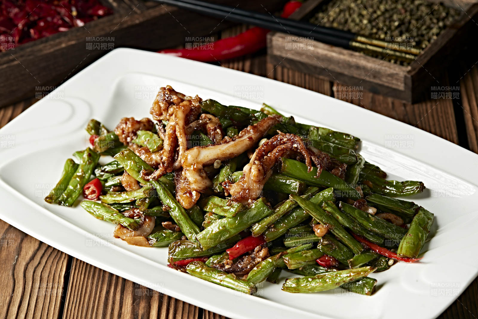 酱爆豆角鱿鱼须图片