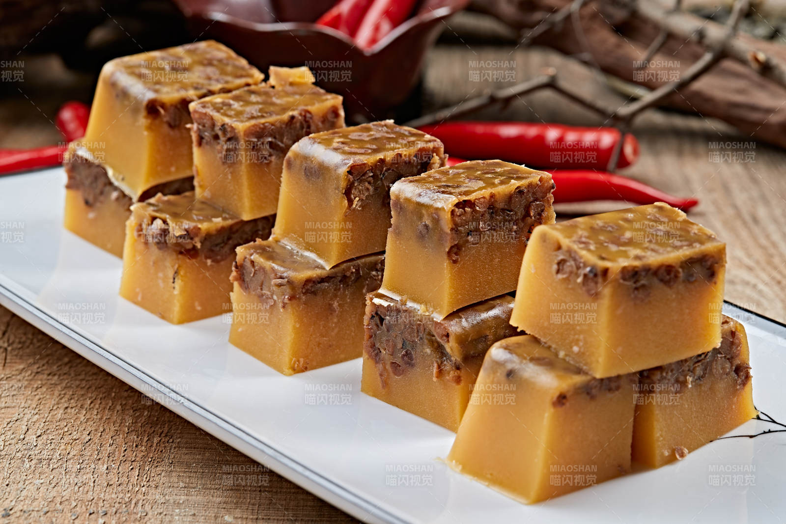 甜品小吃红豆豌豆黄图片