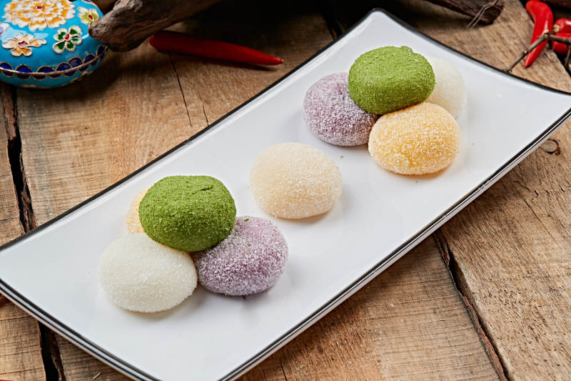 奶油五色糯米糍图片