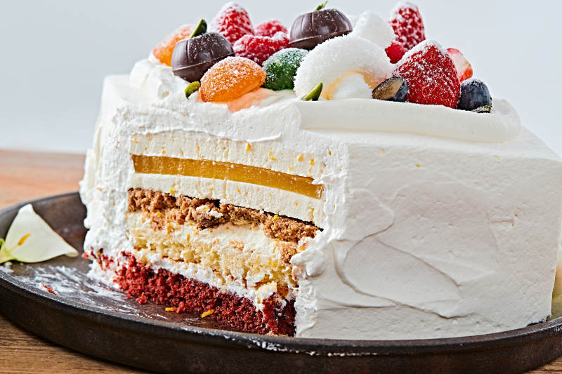 鲜水果奶油多层夹心蛋糕图片