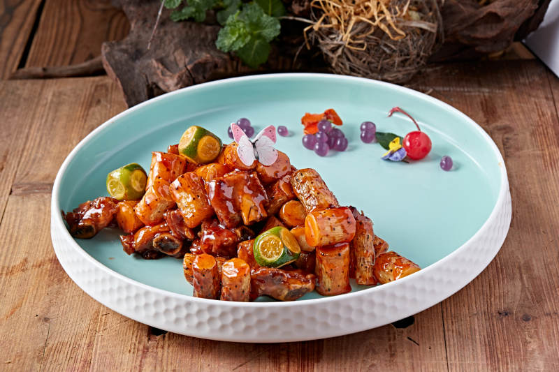 糖醋炒铁棍山药猪小排图片