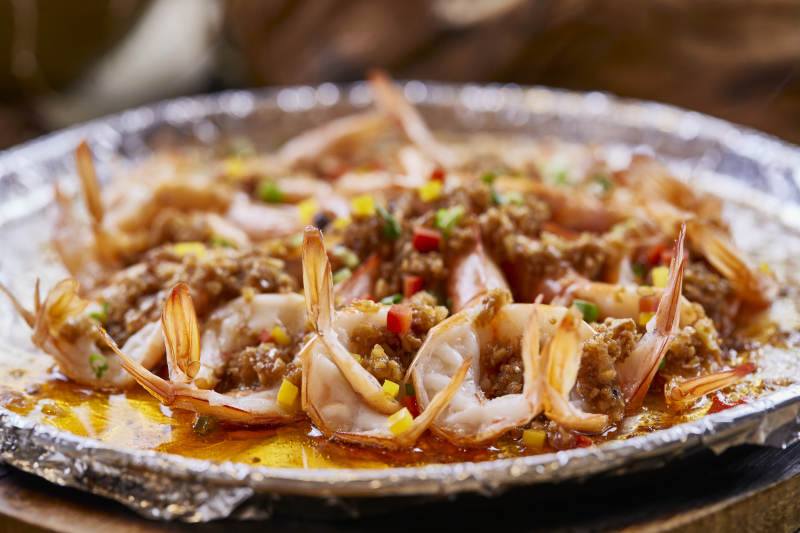 锡纸铁板蒜蓉开背虾图片