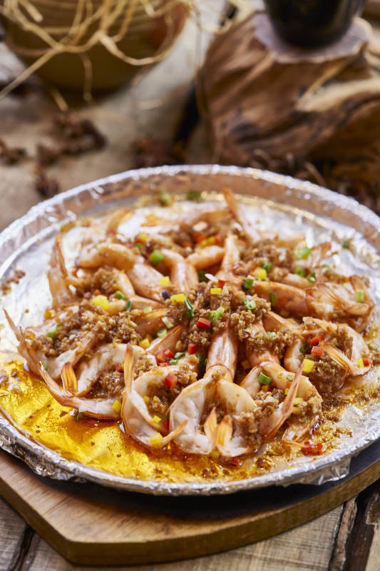 锡纸铁板蒜蓉开背虾图片