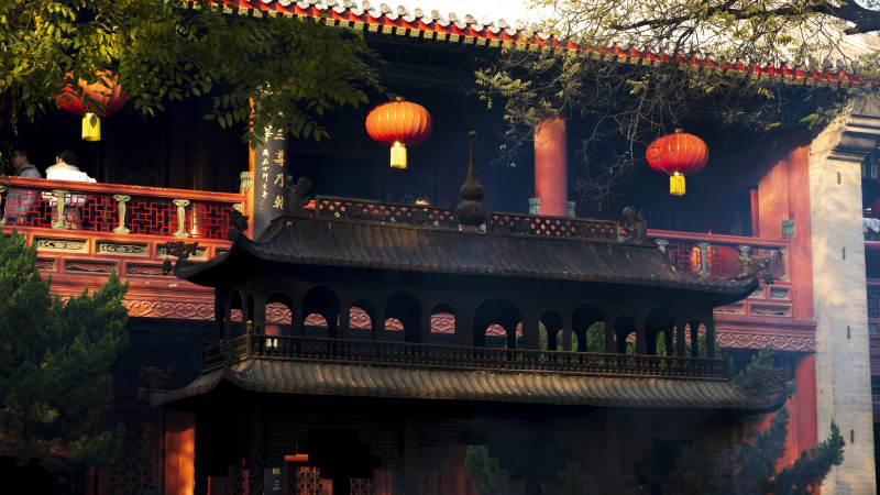 夕阳下的千年白云观图片