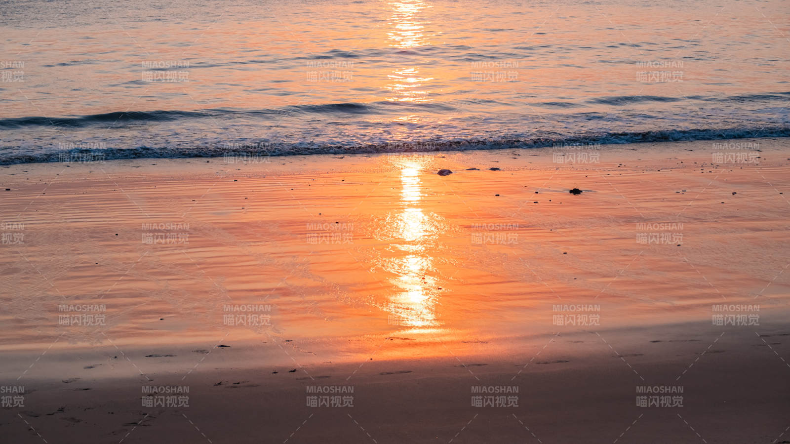 泉州夕阳海滩倒影图片