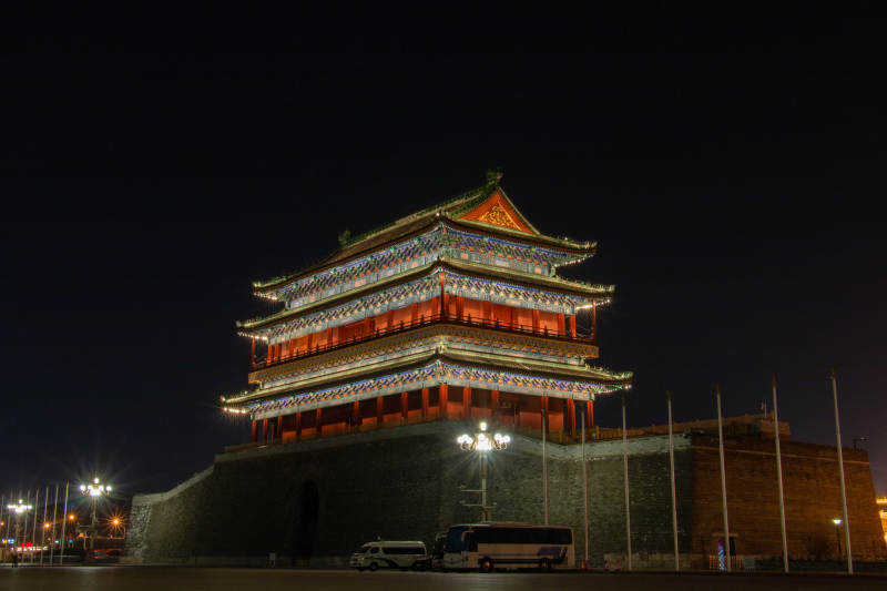 夜色中的北京前门楼图片