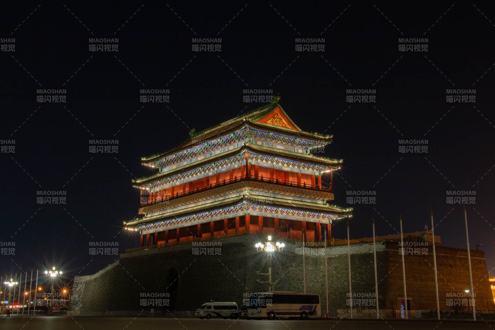 夜色中的北京前门楼图片