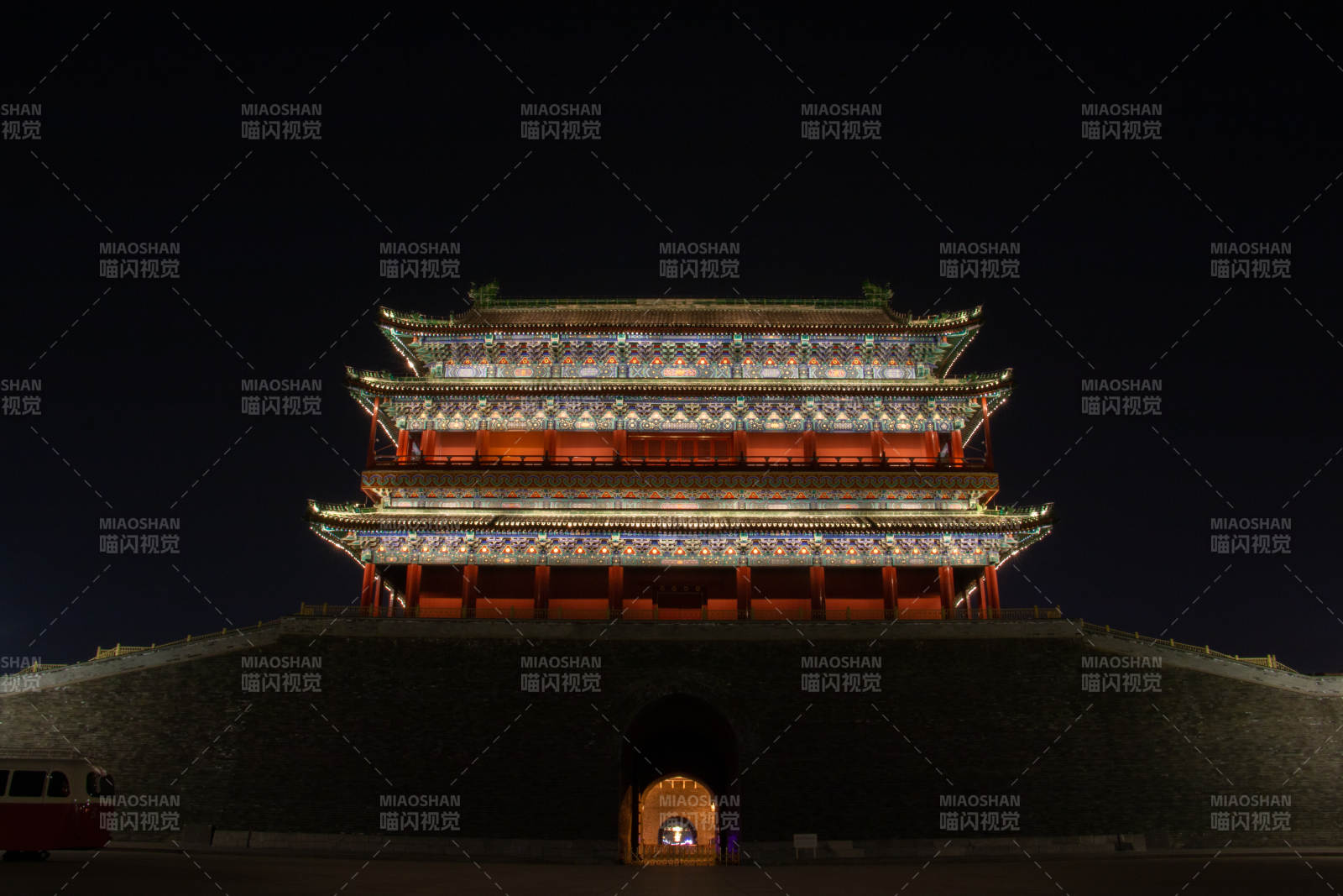 夜色中的北京前门楼图片