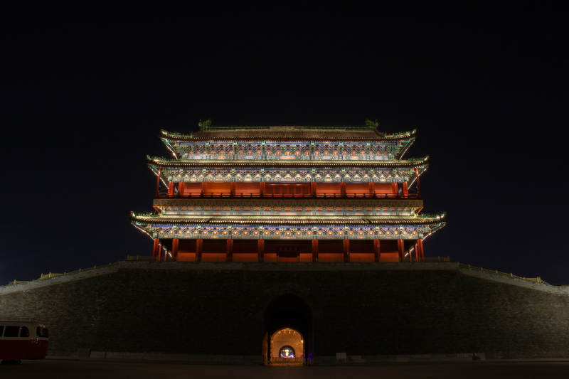 夜色中的北京前门楼图片