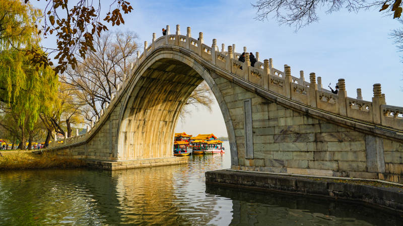 颐和园玉带桥拱桥映水 春色宜人图片