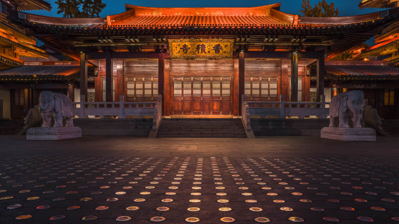 香积寺夜景 灯火辉煌图片