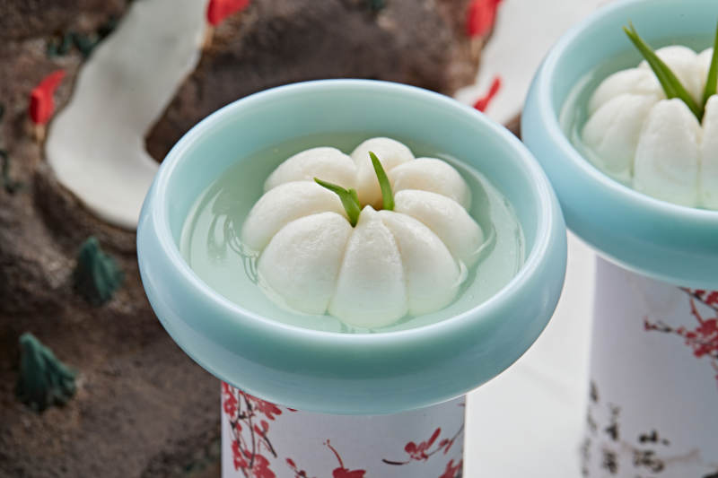 山竹造型的鸡蓉鱼糜图片