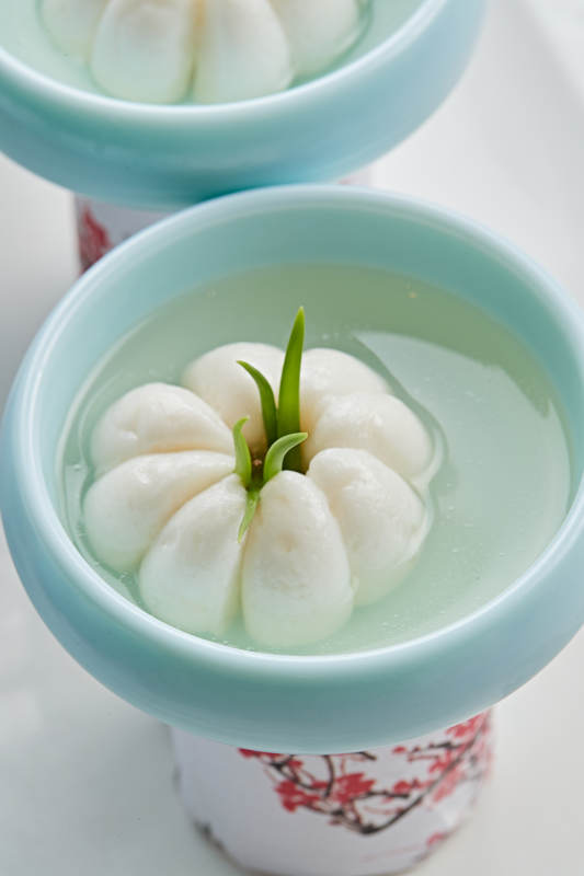 山竹造型的鸡蓉鱼糜图片