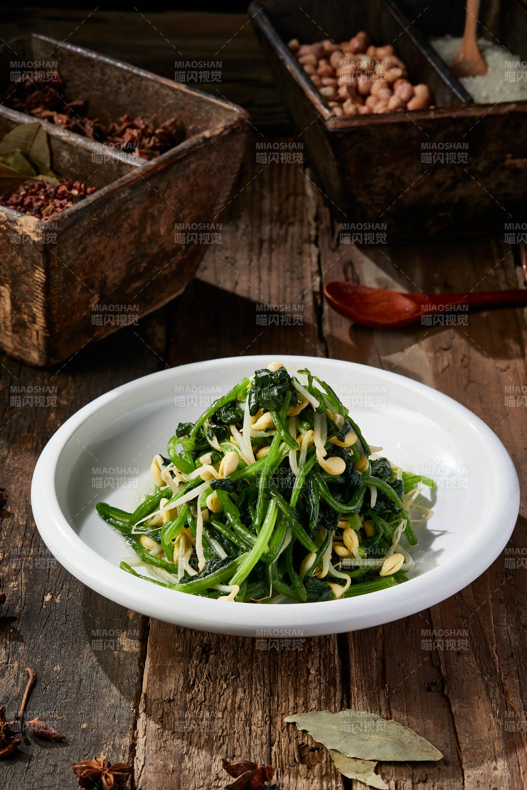 开胃小菜菠菜拌豆芽图片