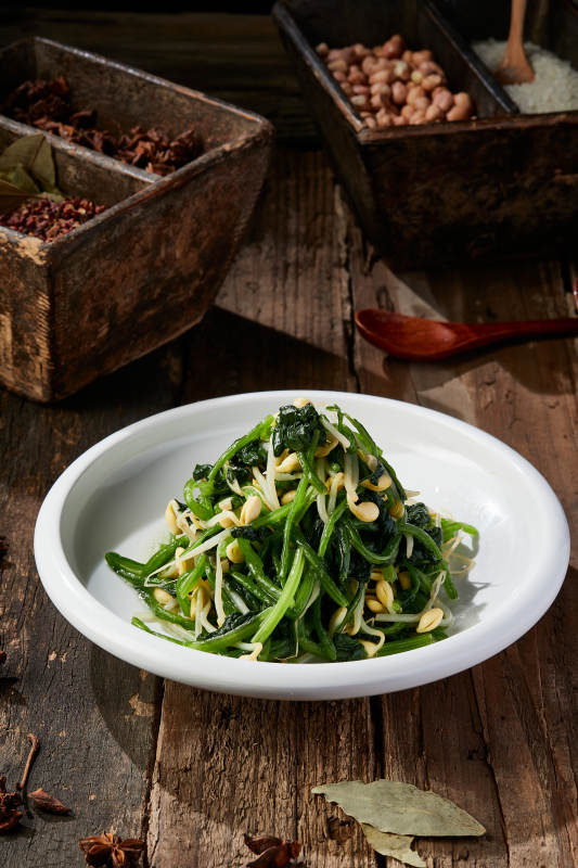 开胃小菜菠菜拌豆芽图片