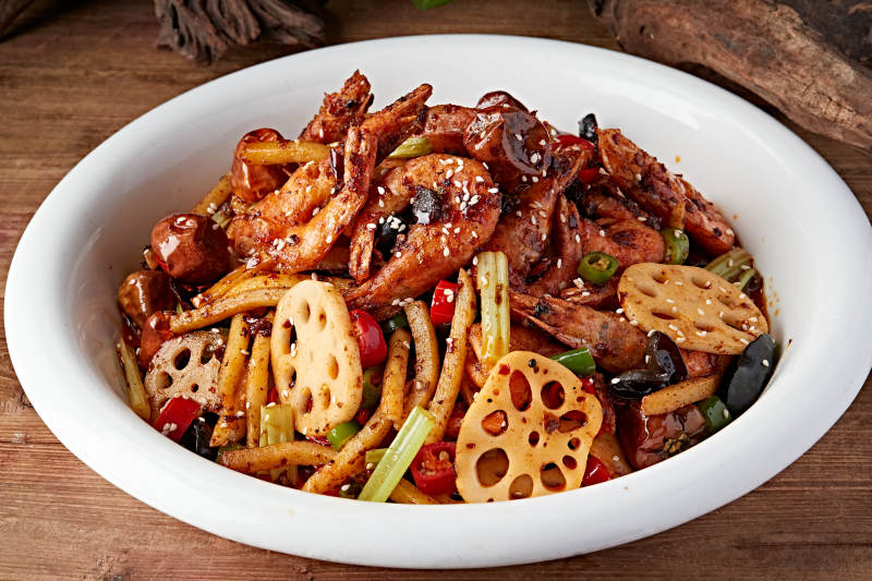 川味麻辣香锅虾图片