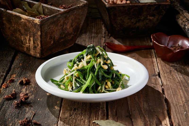 开胃小菜菠菜拌豆芽图片