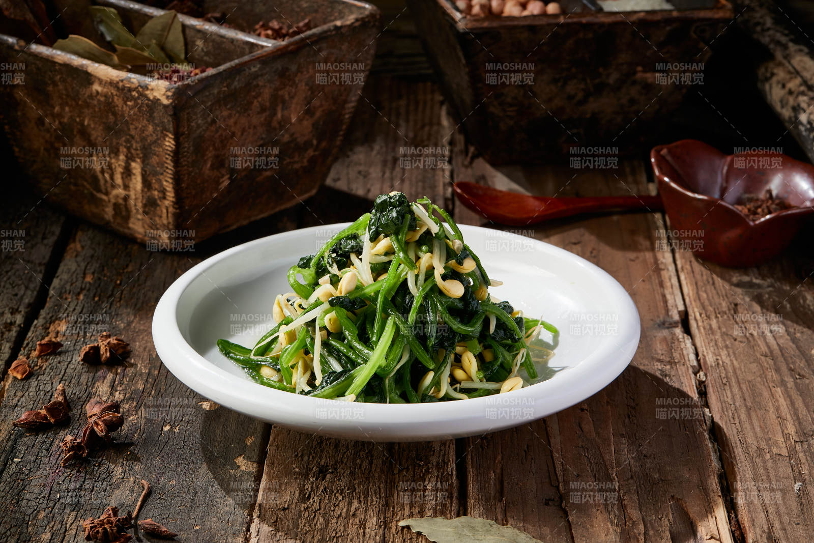 开胃小菜菠菜拌豆芽图片