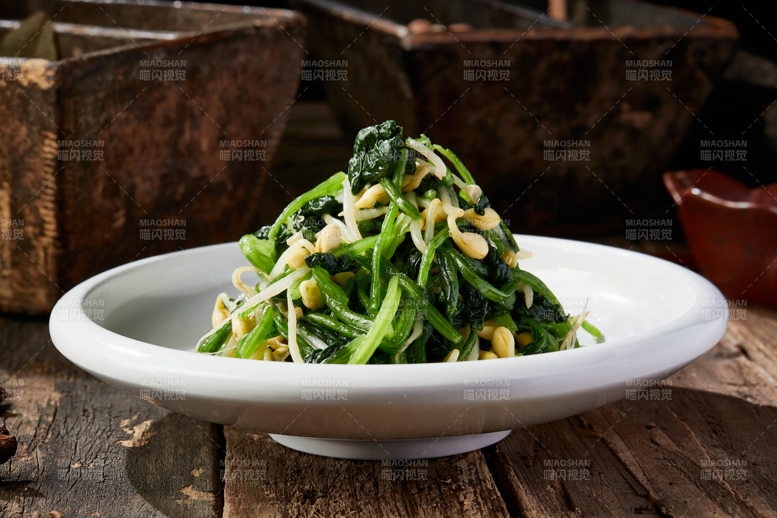 开胃小菜菠菜拌豆芽图片