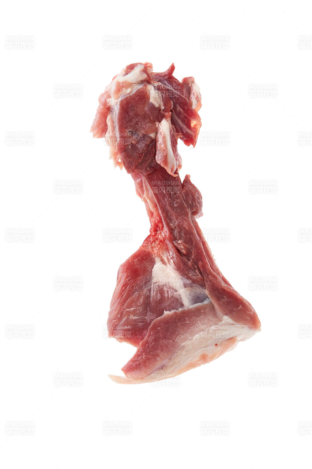 白色背景下的生鲜猪棒骨图片