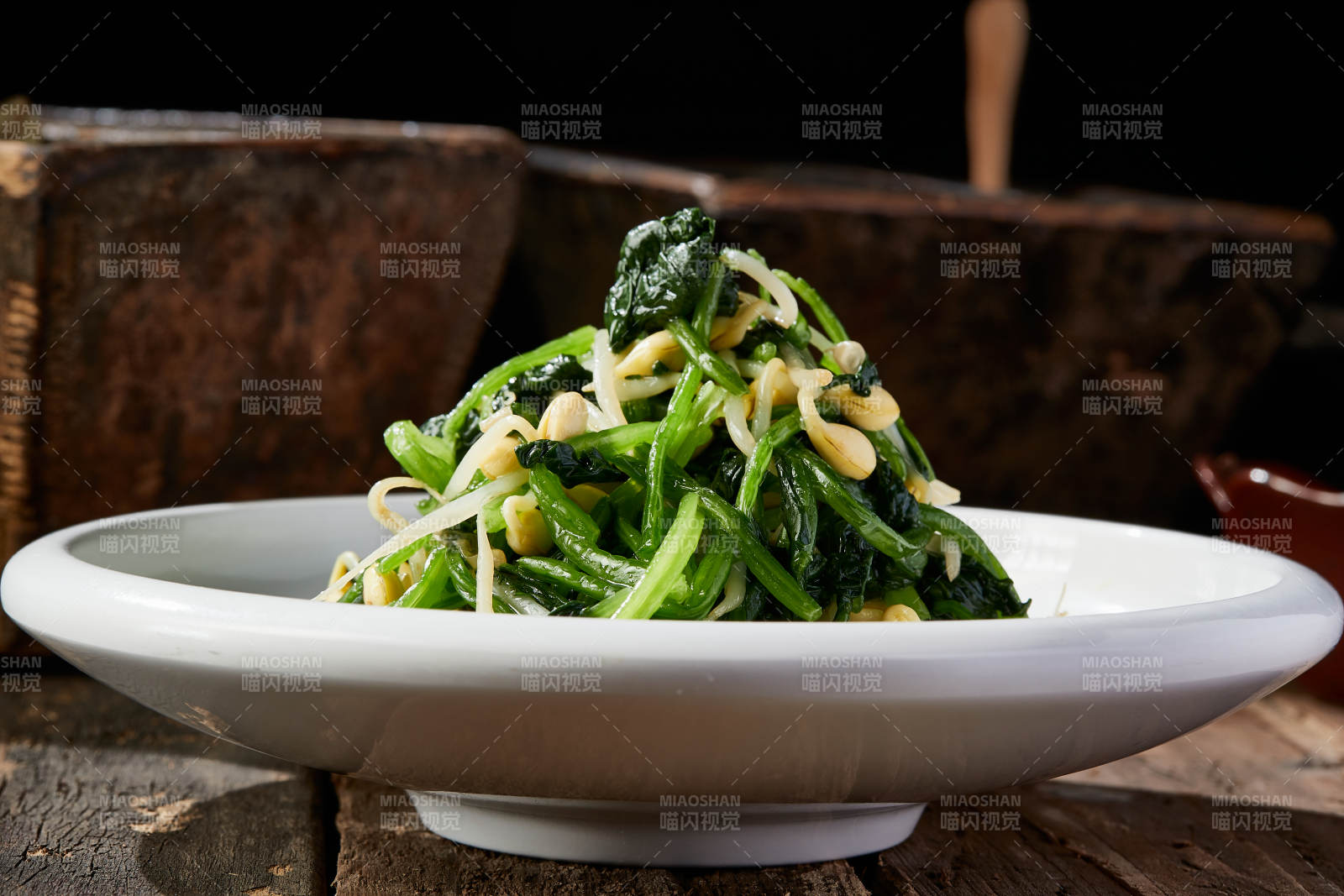 开胃小菜菠菜拌豆芽图片