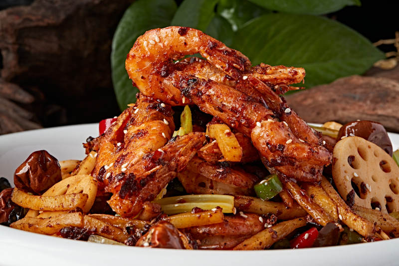 川味麻辣香锅虾图片