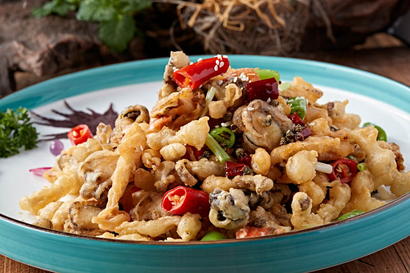 油炸海鲜山珍菌图片