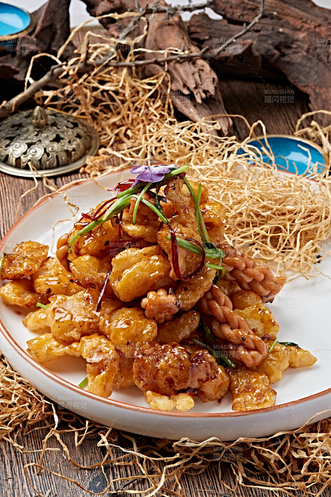 糖醋锅包麻花大虾仁图片