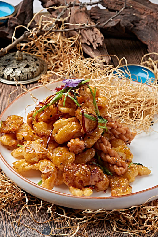 糖醋锅包麻花大虾仁图片