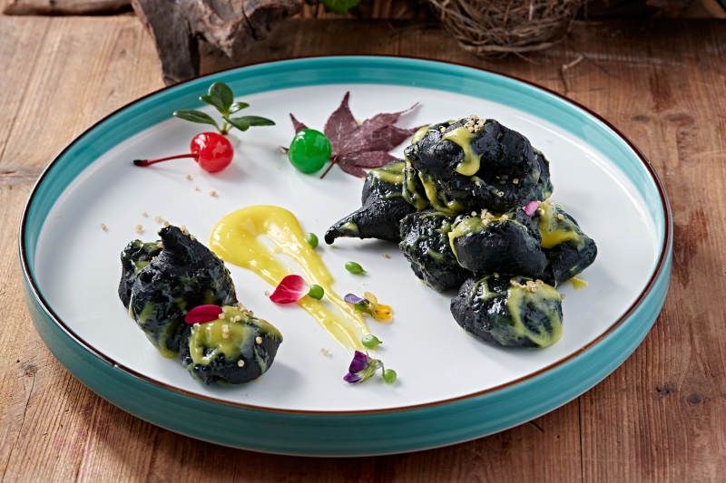 油炸天妇罗墨鱼汁大虾仁图片