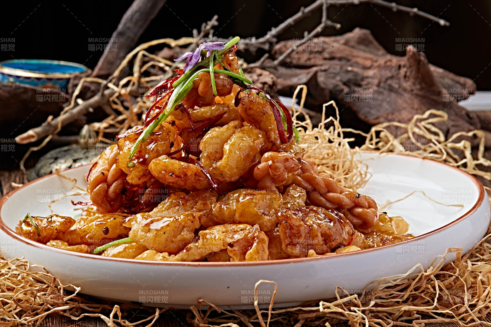 糖醋锅包麻花大虾仁图片