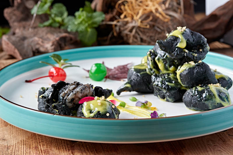 油炸天妇罗墨鱼汁大虾仁图片