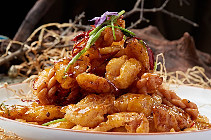 糖醋锅包麻花大虾仁图片