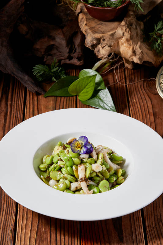 白玉菇小炒青蚕豆图片